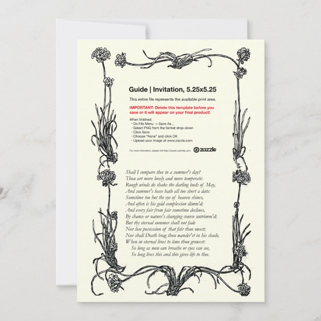 Invitación Sonnet Shakespeare nº 18 (Anverso)