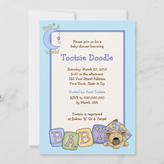Invitación soñolienta del oso 5x7 Baby Shower