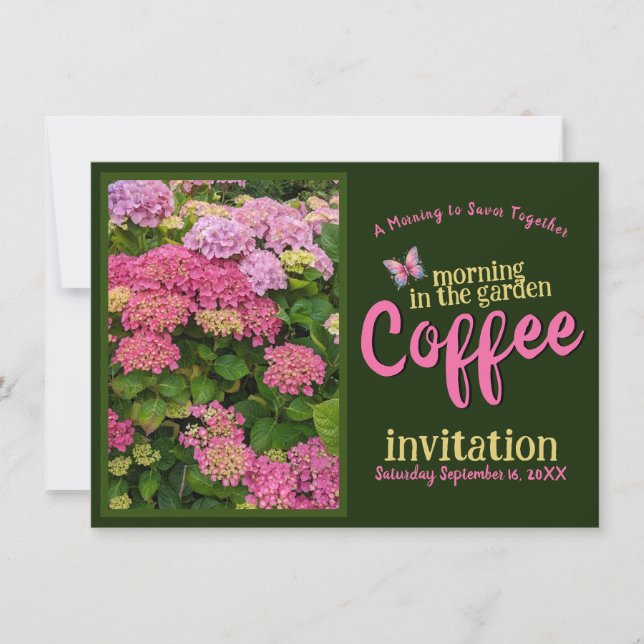 Invitación Sonreír y celebrar la mañana del café en el jardín (Anverso)
