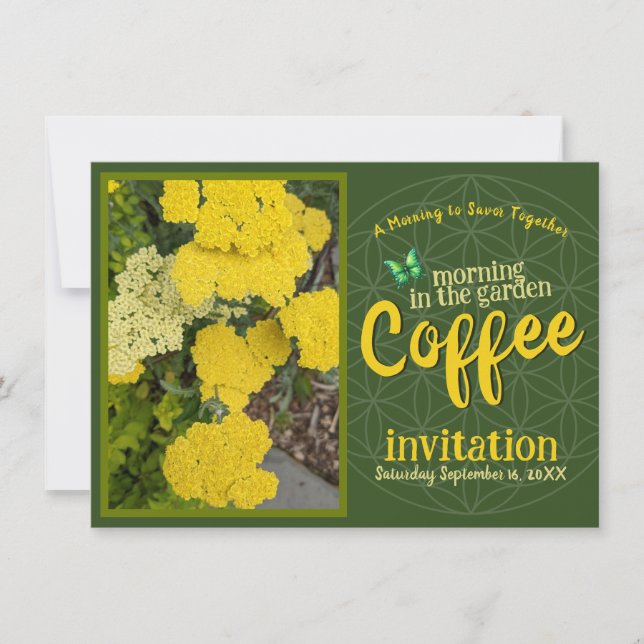 Invitación Sonreír y celebrar la mañana del café en el jardín (Anverso)