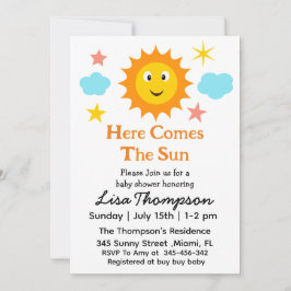 Invitación Sonriendo El Sol Aquí Viene El Baby Shower Del Sol