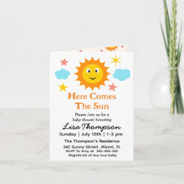 Invitación Sonriendo El Sol Aquí Viene El Baby Shower Del Sol