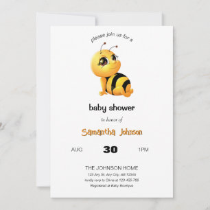 Invitación sonriente a Baby Shower Bee
