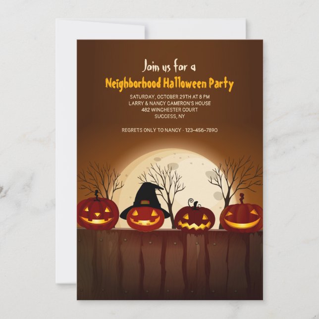 Invitación sonriente a la fiesta de Halloween de J (Anverso)