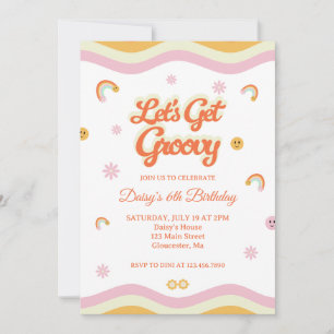 Invitación Sonrisas retro Vamos a tener Groovy Cumpleaños