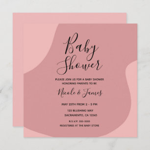 Invitación Sonrojamiento Baby Shower Mauve rosa moderno mínim