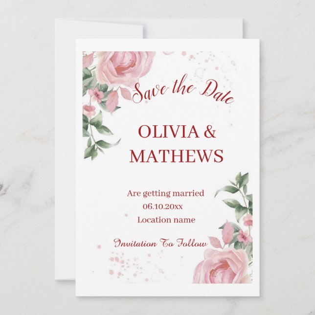 Invitación Sonrojarse en flor: Una celebración Boda en rosa (Anverso)