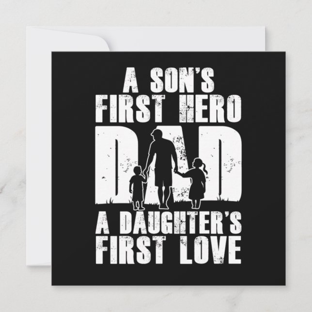 Invitación Sons First Hero Dad Daughters First Love Papa Dad  (Anverso)
