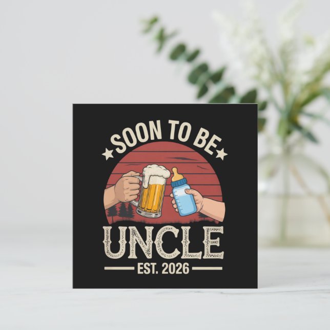 Invitación Soon To Be Uncle 2026 Retro Pregnancy Announcement (Anverso de pie)
