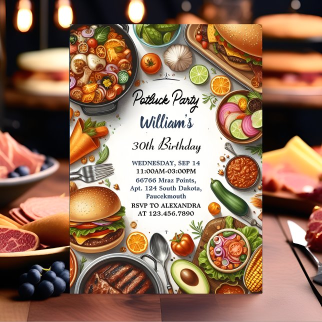 Invitación Sopa de Chef de Bbq Taco Potluck Fiesta 30 cumplea (Subido por el creador)