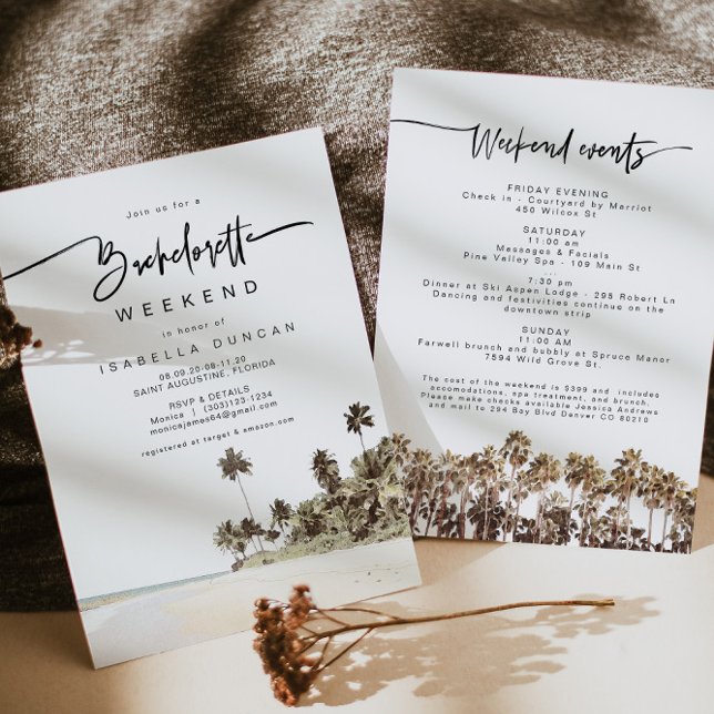 Invitación SOPHIA | Bachelorette Tropical Beach Palm Tree (Subido por el creador)