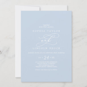Invitación SOPHIA Bebé moderno azul todo en un Boda