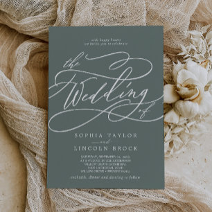 Invitación SOPHIA Boda de sabio simple verde tropical moderno