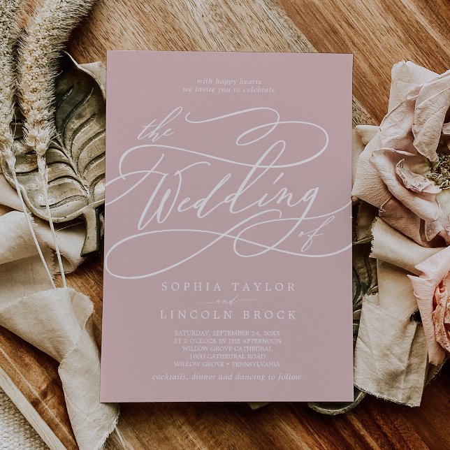 Invitación SÓPHIA Boda rosa Rubor clásico simple y elegante (SOPHIA Simple Elegant Classic Blush Pink Wedding Invitation)