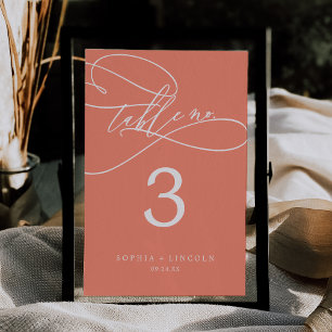 Invitación SOPHIA Coral brillante 5 x 7" Número de tabla Boda