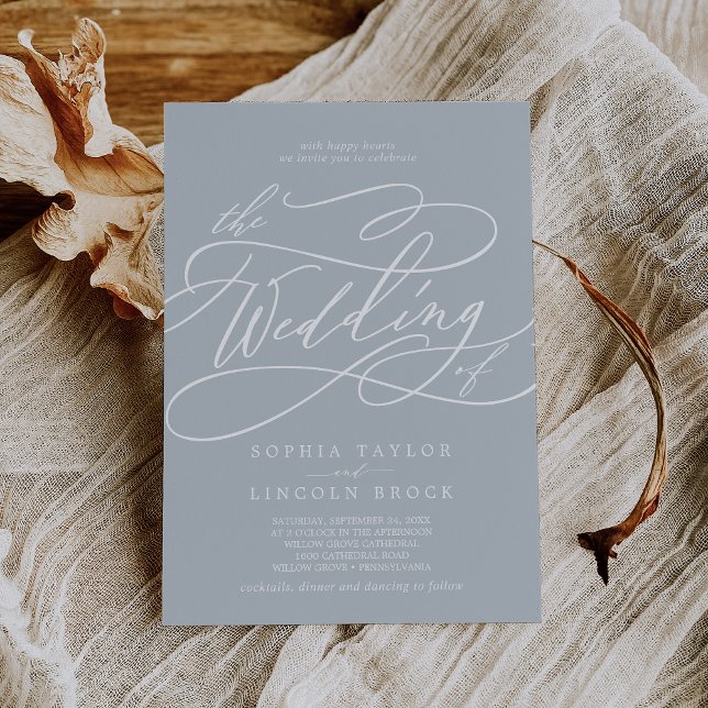 Invitación SOPHIA Minimalista Boda Elegante Azul Costero (SOPHIA Minimalist Coastal Blue Elegant Wedding Invitation)