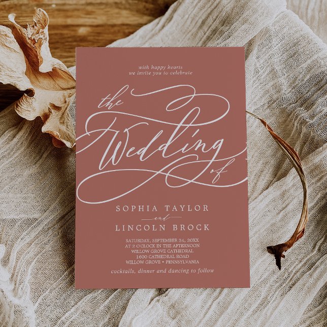 Invitación SOPHIA Mínimo Rústico Boda de Terracotta de otoño (SOPHIA Minimal Rustic Autumn Terracotta Wedding Invitation)