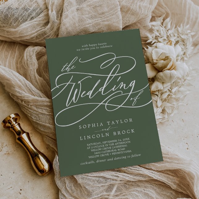 Invitación SOPHIA Olive Green Rustic Simple Moderno Boda (SOPHIA Olive Green Rustic Simple Modern Wedding Invitation)