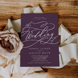 Invitación SOPHIA Pluma oscura Boda simple púrpura clásico
