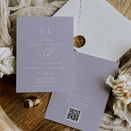 Invitación SOPHIA QR Code Lavender Purple All In One Boda
