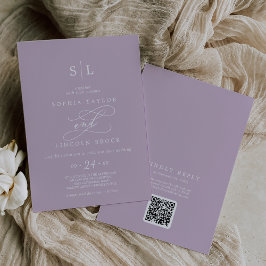 Invitación SOPHIA QR Code Lilac Purple All In One Boda