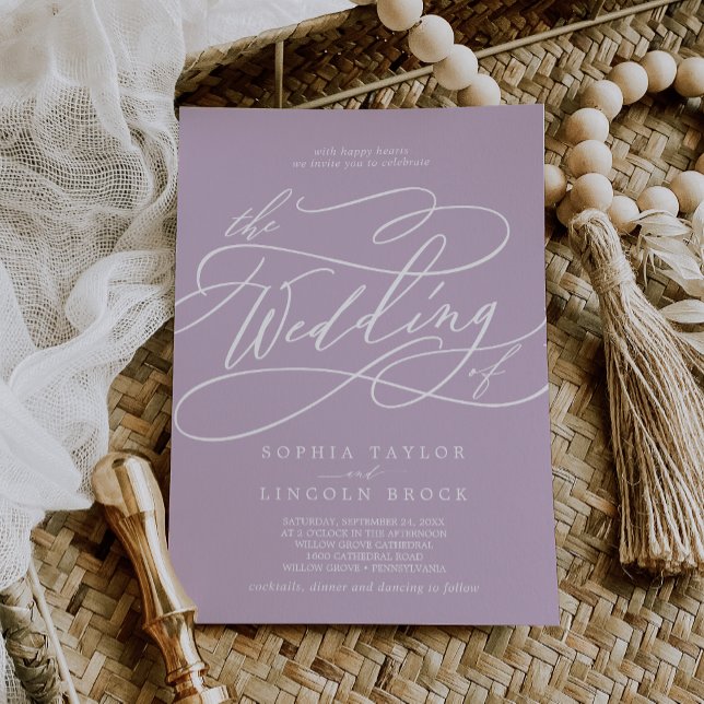 Invitación SOPHIA Simple Modern Lilac Morple Spring Wedding (SOPHIA Simple Modern Lilac Purple Spring Wedding Invitation)