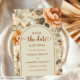 Invitación Sophisticated Boho Neutral Beige Sage Save Date