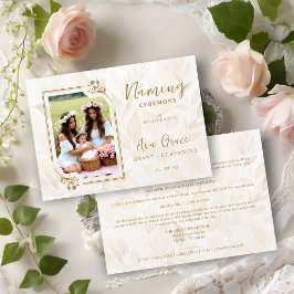 Invitación Sophisticated Botanical Gold Frame Photo