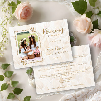 Invitación Sophisticated Botanical Gold Frame Photo