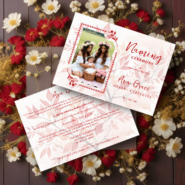 Invitación Sophisticated Botanical Red Frame Photo Naming 