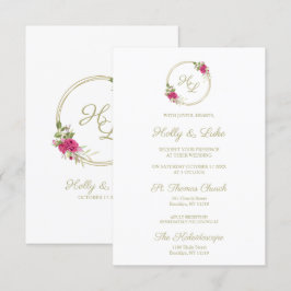 Invitación Sophisticated Elegant Pink Floral Wedding Wreath