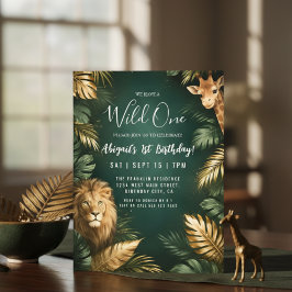Invitación Sophisticated Jungle "Wild One" 1st Birthday