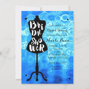 Invitación Soporte de Maniquí Vintage Retro Azul Desfile Nupc