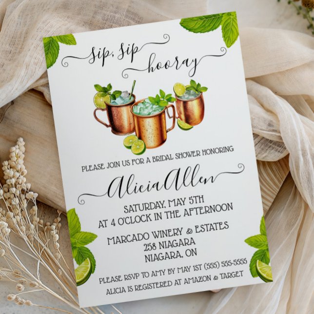 Invitación ¡Sorbo, Sorbo, Hurra! Despedida de soltera con tem (Subido por el creador)