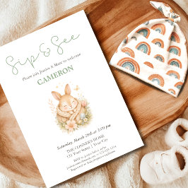 Invitación Sorbo y Ver Conejo de Pascua Niño Niña