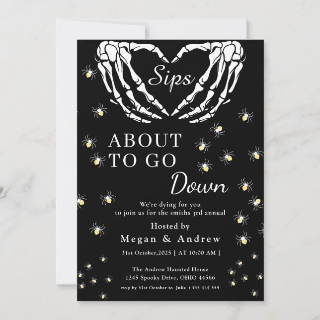 Invitación sorbos a punto de bajar Fiesta Halloween (Anverso)