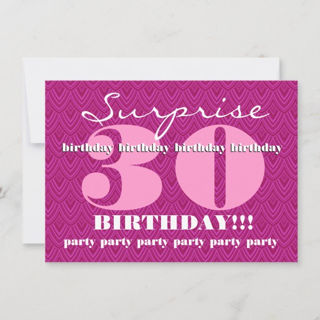 Invitación Sorprenda a la trigésima fiesta de cumpleaños (Anverso)