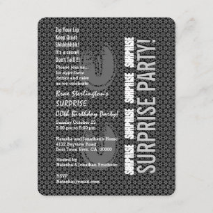 Invitación SORPRENDA cualquier cumpleaños A02 blanco y negro
