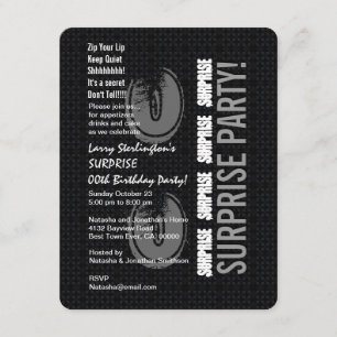 Invitación SORPRENDA cualquier cumpleaños V4C blanco y negro