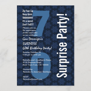 Invitación SORPRENDA D498 azul del 70.o cumpleaños y blanco