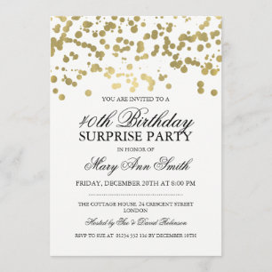 Invitación Sorprenda el 40.o confeti del Relieve metalizado