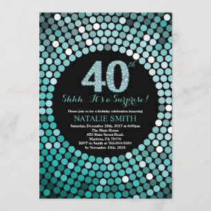 Invitación Sorprenda el 40.o negro del cumpleaños y el
