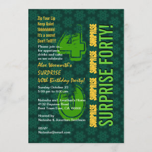 Invitación SORPRENDA el 40.o verde y el oro Ver del