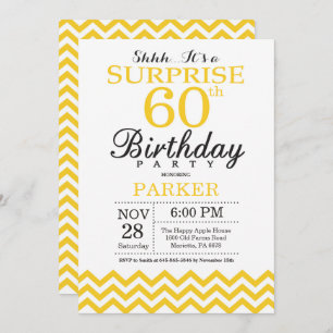 Invitación Sorprenda el 60.o amarillo Chevron de la