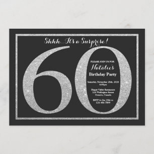 Invitación Sorprenda el 60.o purpurina de la plata de la