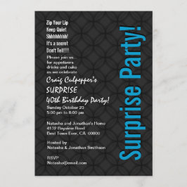 Invitación SORPRENDA el azul negro moderno Z521 del 40.o