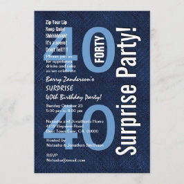 Invitación SORPRENDA el azul real moderno R602 del 40.o