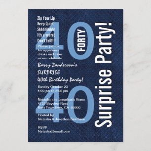 Invitación SORPRENDA el azul real moderno R602 del 40.o