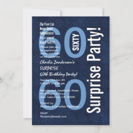 Invitación SORPRENDA el azul real moderno R604 del 60.o