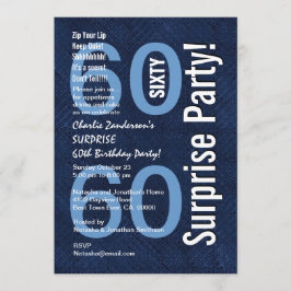 Invitación SORPRENDA el azul real moderno R604 del 60.o